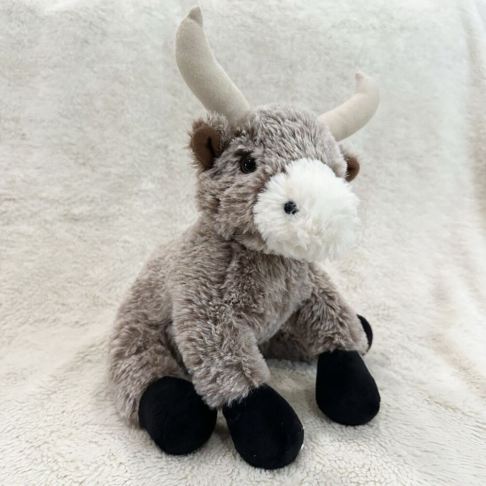 Unipak Longhorn Cow Brown Black 10” Stuffed Animal Toy Beanbag